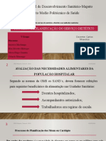 Gestão Do Serviço de Nutrição e Dietética Nas Unidades Sanitárias PROCESSO DE PLANIFICAÇÃO DO SERVIÇO DIETÉTICO