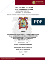 Néstor Cáceres Velásquez Escuela de Posgrado Maestría en Educación Mención - Investigación y Docencia en Educación Superior Tesis Tesis PDF