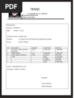 Franz Cafe Packing List