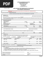 Application - Certificate of Authority For Corporation PDF