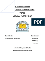 Assignment of Strategic Management Topic: Amway Enterprise