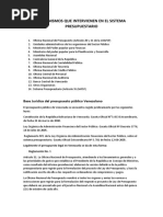 Organismos Que Intervienen en El Sistema Presupuestario