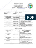 Individual Workweek Accomplishment Report: Chiang Chio Te Memorial Aeta School