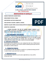 Suncor Energy Employment Memorandum