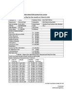 Salary Slip of MR Indra Nath Mishra March 20