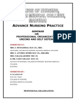 Dvance Ursing Ractice: Seminar ON Professional Organizations, Unions and Self Defence