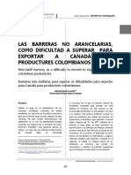 Las Barreras No Arancelarias, Como Dificultad A Superar para Exportar A Canadá Por Productores Colombianos