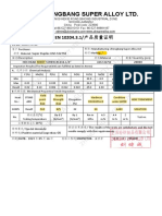 Zhengbang Super Alloy Ltd.: BS EN 10204.3.1/产品质量证明