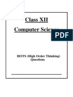 Class XII Computer Science: HOTS (High Order Thinking) Questions