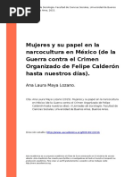 Ana Laura Maya Lozano (2015) - Mujeres y Su Papel en La Narcocultura en Mexico (De La Guerra Contra El Crimen Organizado de Felipe Caldero (..)