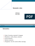 Semantic Roles: INF5830 Fall 2013