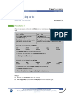 Verb + - Ing or To: Presentation 1