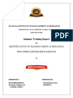 Summer Training Report: Identification of Training Needs at Britannia Industries Limited, Bhubaneswar in