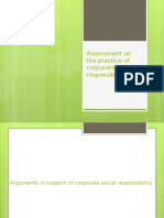 Assessment On The Practice of Corporate Social Responsibility