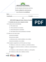 Ficha de Avaliação de Conhecimentos Curso Técnico de Contabilidade Nome Classificação Formador .. EFA