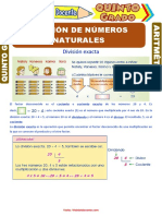 División de Números Naturales para Resolver Quinto Grado de Primaria