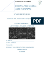 ACTIVIDADES NOVENO C MATEMÁTICA Semana 4