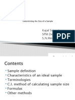 Kajal Srivastava SPM Deptt. S.N.Medical College,: Determining The Size of A Sample