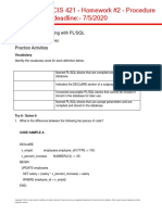 CIS 421 - Homework #2 - Procedure Deadline:-7/5/2020: Database Programming With PL/SQL 8-1: Practice Activities