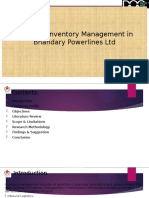 Study On Inventory Management in Bhandary Powerlines LTD