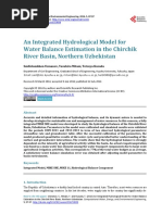 An Integrated Hydrological Model For Water Balance Estimation in The Chirchik River Basin, Northern Uzbekistan