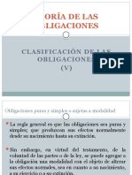 Teoría de Las Obligaciones - Clasificación de Las Obligaciones (V) - Puras y Simples y Sujetas A Modalidad