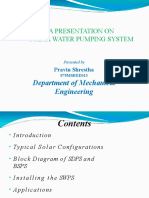 A Presentation On Solar Water Pumping System: Department of Mechanical Engineering