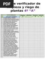 Rol de Verificador de Limpieza y Riego de Plantas 4º