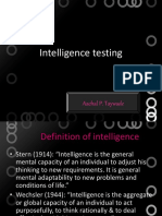 Intelligence Testing: Aachal P. Taywade