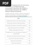 Manual de Programación de Funciones, Facilidades y Configuración Del Conmutador Panasonic KX-TES824 y Conmutador Panasonic KX-TEM824 Sistema Híbrido Avanzado