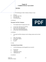 Common Stock Valuation Multiple Choice Questions