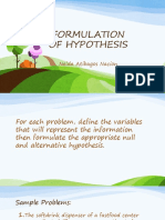 Formulation of Hypothesis: Nelda Atibagos Nacion