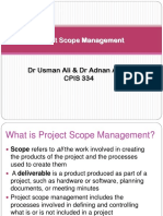 Project Scope Management: DR Usman Ali & DR Adnan Albar CPIS 334