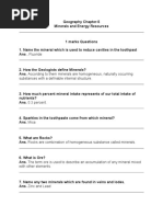 Geography Chapter 5 M & E Res. 1 Marks