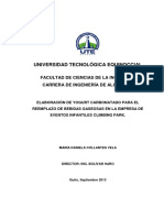 Universidad Tecnológica Equinoccial: Facultad de Ciencias de La Ingeniería Carrera de Ingeniería de Alimentos