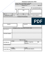 Non Conformity Report and Corrective, Preventive Action Request