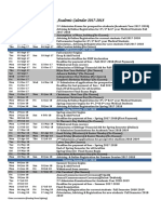 Academic Calendar 2017-2018: Fall Semester 2017-2018