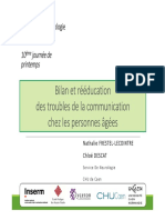 Bilan Et Rééducation Des Troubles de La Communication Chez Les Personnes Âgées