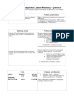 Grammar Analysis Sheet Past Simple VS Past Continuous 