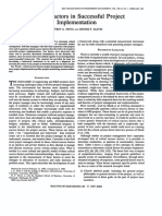 Critical Factors in Successful Project Implementation: Abstract-This Paper Describes A Process Used To Determine Critical