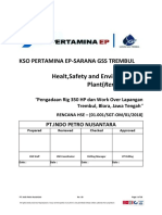 Healt, Safety and Environmental Plant (Rencana Hse) : Kso Pertamina Ep-Sarana Gss Trembul