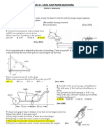 Level Past Paper Questions - Physics O: TOPIC-5 Moments PAPER-1 Multiple Choice