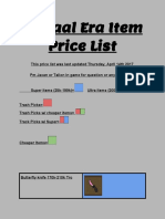 Graal Era Item Price List