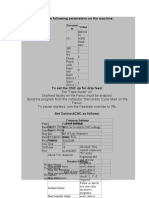 Set The Following Parameters On The Machine