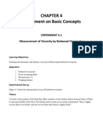 Experiment On Basic Concepts: Experiment 4.1 Measurement of Viscosity by Redwood Viscometer