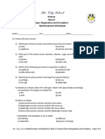 Science Class 8 Topic: Respiration and Circulation Reinforcement Worksheet