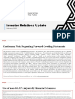 Investor Relations Update: February 2020