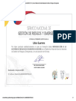 Certificado SNGRE CFB1 - Cursos Virtuales Del Servicio Nacional de Gestión de Riesgos y Emergencias PDF