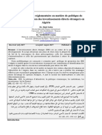 Ajustement Du Cadre Réglementaire en Matière de Politique de Promotion Et D'attraction Des Investissements Directs Étrangers en Algérie