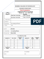 Assignment Based Assessment: Final Examination